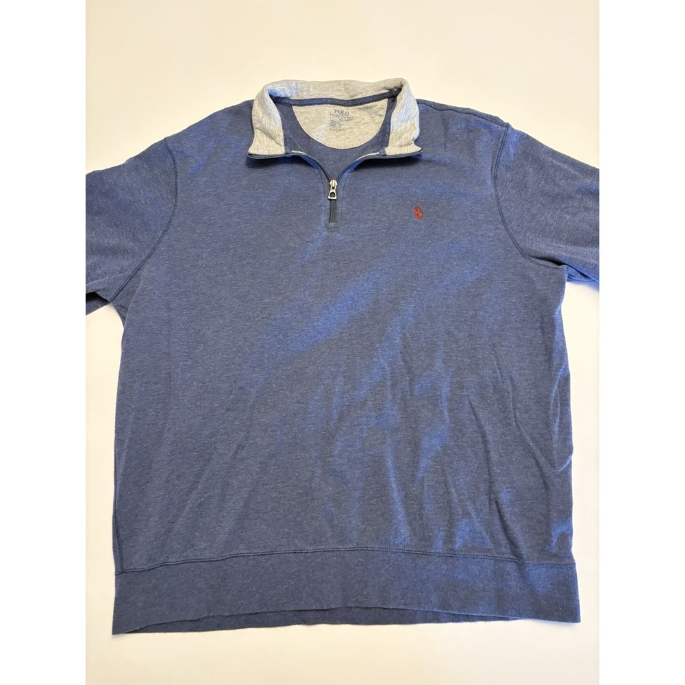 Polo Ralph Lauren Performance Quarter Zip Pullover Men XL Blue Heathered Pony